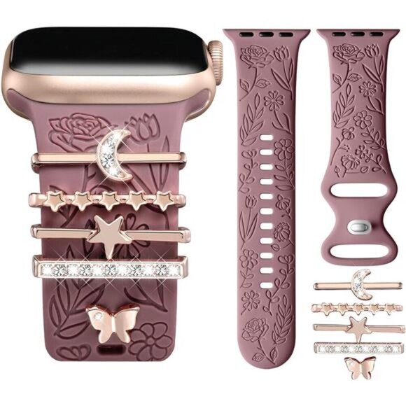 NEW Purple Apple Watch Band with Rose Gold Charms main image 5